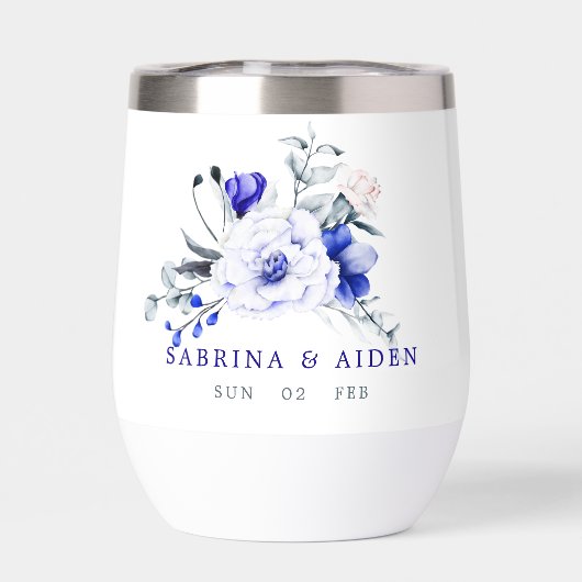 青色の王室のアイボリーフローラ結婚 (背面)