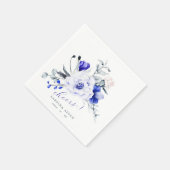 青色の王室のアイボリーフローラ結婚 スタンダードカクテルナプキン (角)