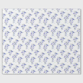 青色の王室のアイボリーフローラ結婚 ラッピングペーパー (フラット)