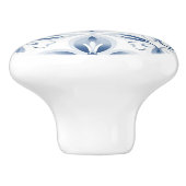 青色の白クラシック花柄 セラミックノブ (側面)