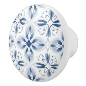 青色の白クラシック花柄 セラミックノブ (右)