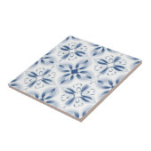 青色の白クラシック花柄 タイル (側面)