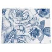 青色の白色ヴィンテージフローラパーティーバッグ ラージペーパーバッグ (正面)