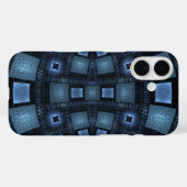 青色の移動抽象芸術パターン Case-Mate iPhoneケース (裏面 (横))
