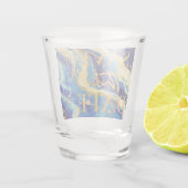 青色の結婚金ゴールドのおもしろいビーチ ショットグラス (裏面)