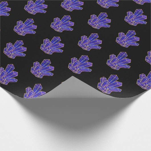 青色の結晶パターン ラッピングペーパー (角)