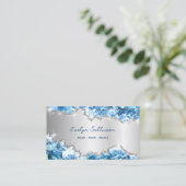 青色の結晶フェイク箔ジオードビジネスカード 名刺 (スタンド正面)