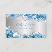 青色の結晶フェイク箔ジオードビジネスカード 名刺 (正面)