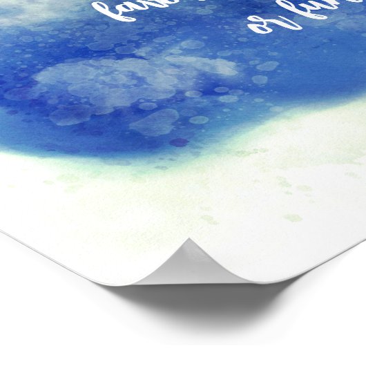 青色の色の絵を描デザインを追加引用文カスタム ポスター (角)