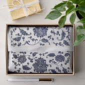 青色の花のパターンのデコページ 薄葉紙 (ギフト)