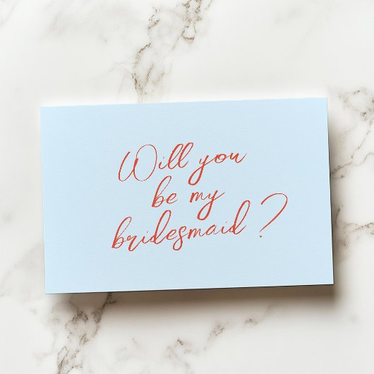 青色の花嫁介添人プロポーザルカード(写真付き) 招待状