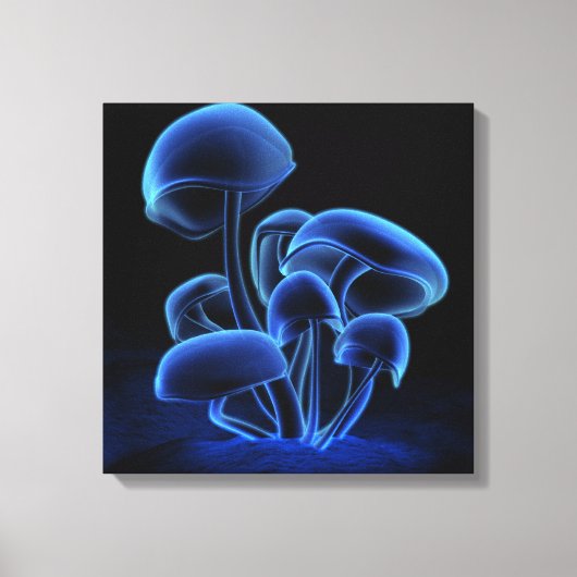 青色の蛍光正方形 キャンバスプリント (正面)