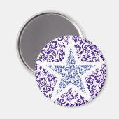 青色の装飾フローラ マグネット (正面/裏面)