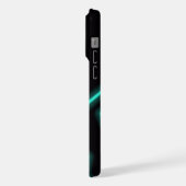 青色の輝くiPhone 15 Pro Maxケース iPhoneケース (左側面)
