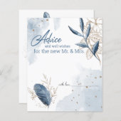 青色の金ゴールドモダンフローラエレガントアドバイスカード (正面/裏面)