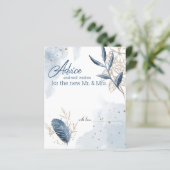 青色の金ゴールドモダンフローラエレガントアドバイスカード (スタンド正面)