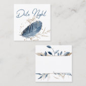 青色の金ゴールドモダンフローラエレガント日付ナイトカード スクエア名刺 (正面/裏面)