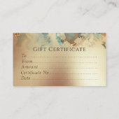 青色の金ゴールドモダン抽象芸術ギフト証明書 名刺 (裏面)