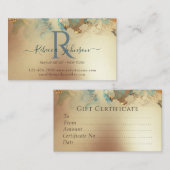 青色の金ゴールドモダン抽象芸術ギフト証明書 名刺 (正面/裏面)