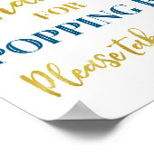 青色の金ゴールド感謝してい紙吹雪が表示されるサイン ポスター (角)