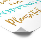 青色の金ゴールド感謝してい紙吹雪が表示されるサイン ポスター (角)