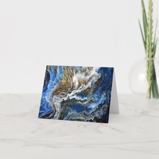 青色の金ゴールド抽象芸術3D効果ノートカ空白のード サンキューカード (正面)