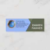 青色の順方向矢印（貨物転送） スキニー名刺 (裏面)