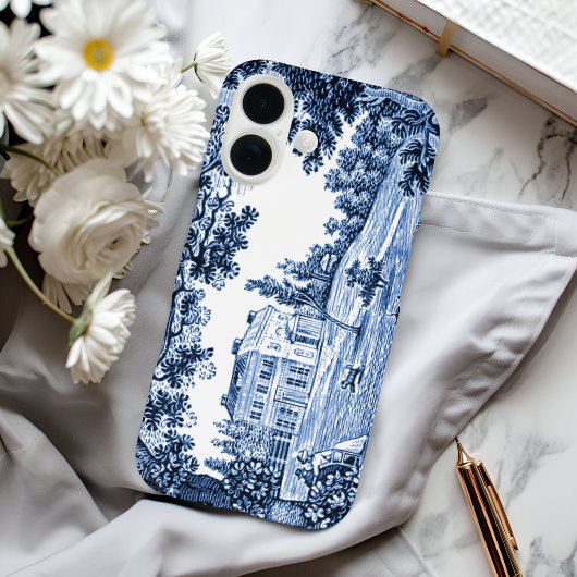 青色の風景画が描かれたヴィクトリア朝様式の家 Case-Mate iPhoneケース