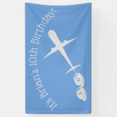 青色の飛行機パーソナライズされた 横断幕 (縦)