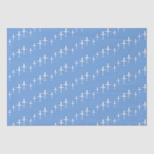 青色の飛行機パーソナライズされた 薄葉紙 (正面)