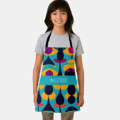 青色の黄色い抽象芸術パターンをドロップ エプロン (インサイチュ)