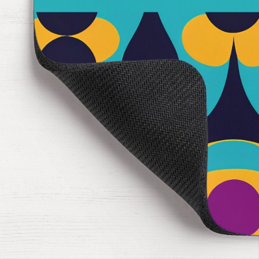 青色の黄色い抽象芸術パターンをドロップ マウスパッド (コーナー)