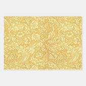 青色の黄色のヴィンテージフローラモリスパターン ラッピングペーパーシート (正面3)