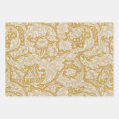 青色の黄色のヴィンテージフローラモリスパターン ラッピングペーパーシート (正面2)