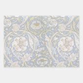 青色の黄色のヴィンテージフローラモリスパターン ラッピングペーパーシート (正面)