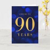 青色の《写真》ぼけ味金ゴールド応援から90年の誕生日 カード (黄色い花)