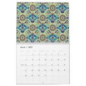 青色またはを特徴とする対称の繊維デザイン カレンダー (3月 2027)