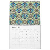 青色またはを特徴とする対称の繊維デザイン カレンダー (2月 2027)