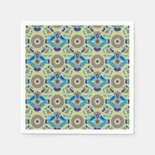 青色またはを特徴とする対称の繊維デザイン スタンダードカクテルナプキン (正面)