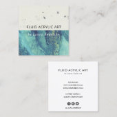 青色アクアティール（緑がかった色）液アクリル樹脂美術家 スクエア名刺 (正面/裏面)
