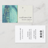 青色アクアティール（緑がかった色）液アクリル樹脂美術家 名刺 (正面/裏面)