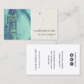 青色アクアティール（緑がかった色）液アクリル樹脂美術家 名刺 (正面/裏面)
