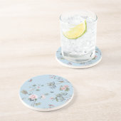 青色アンティーク花柄 コースター (側面)