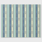 青色アートの花柄 ラッピングペーパー (フラット)