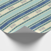 青色アートの花柄 ラッピングペーパー (角)