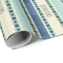 青色アートの花柄