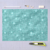 青色エレガントモザイク金属グリッター模様 薄葉紙 (クラフト)