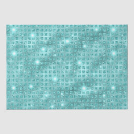 青色エレガントモザイク金属グリッター模様 薄葉紙