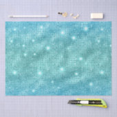 青色エレガントモザイク金属グリッター模様 薄葉紙 (クラフト)