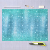 青色エレガントモザイク金属グリッター模様 薄葉紙 (クラフト)